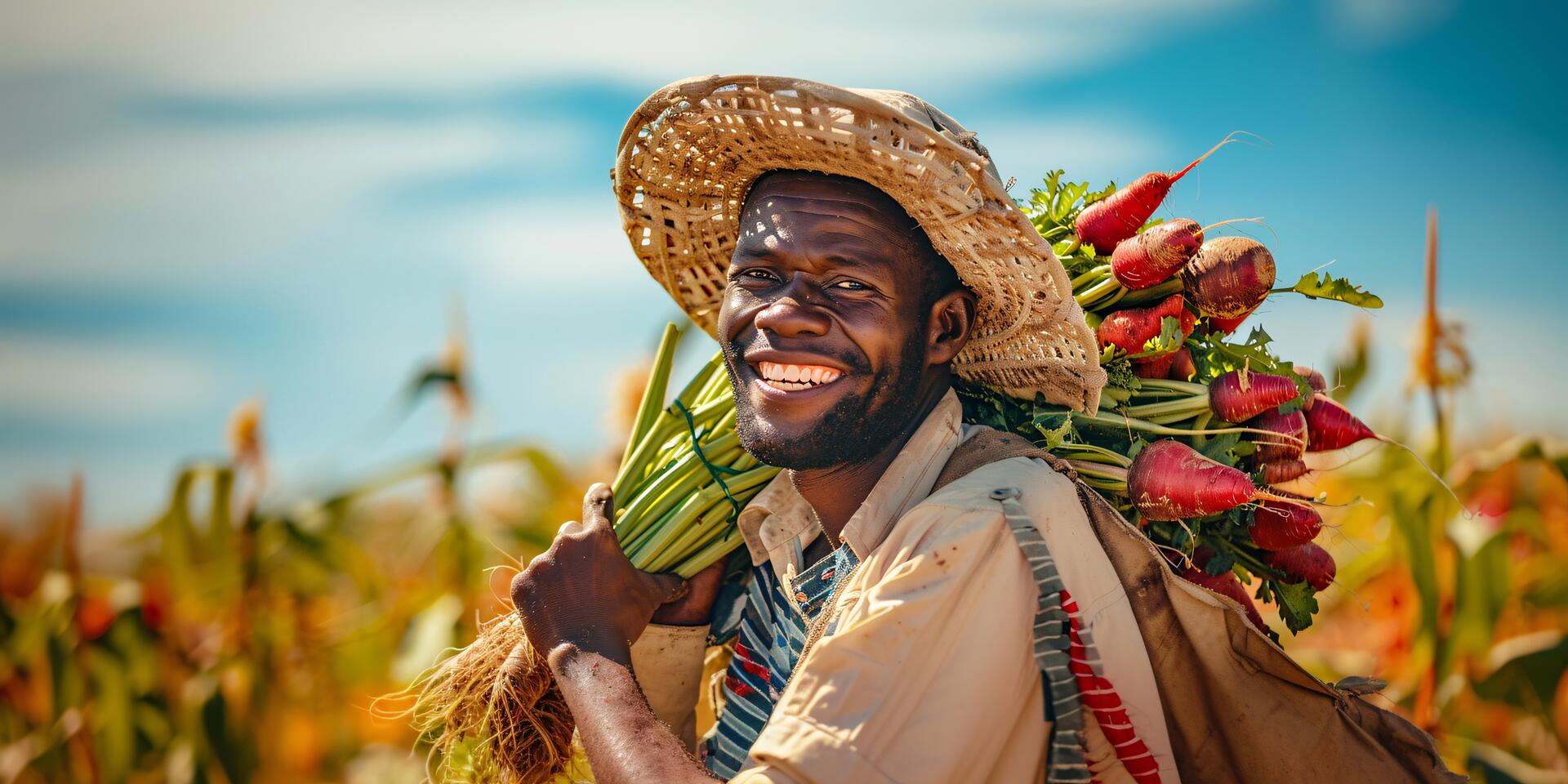 African farmer with harvest